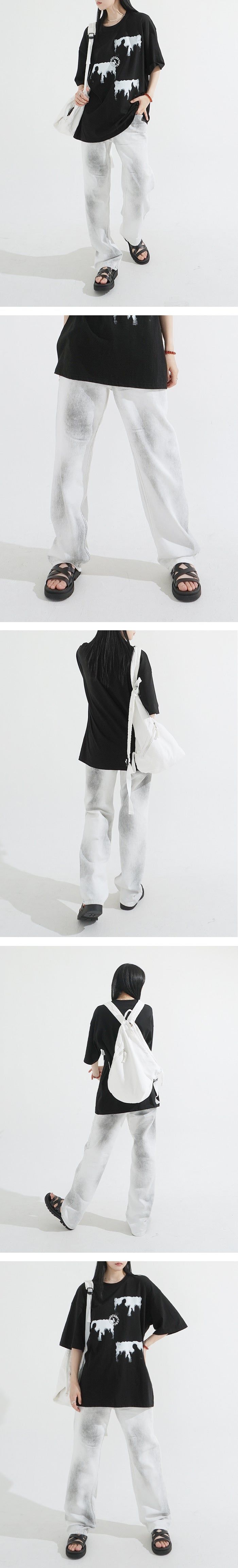 Dirty White Semi-Wide Denim Pants