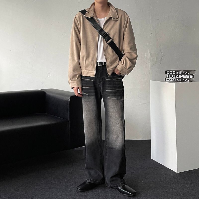 Chen Semi-cropped button suede jacket (3 colors)
