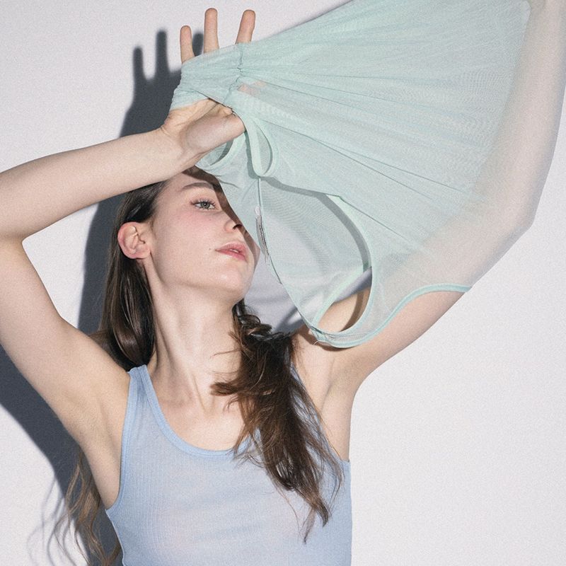 ROSE SEE THROUGH TANK TOP SET