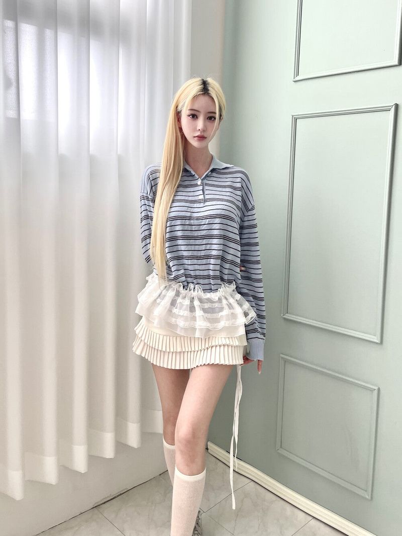 1469. Tweed pleats mini sk (3color)