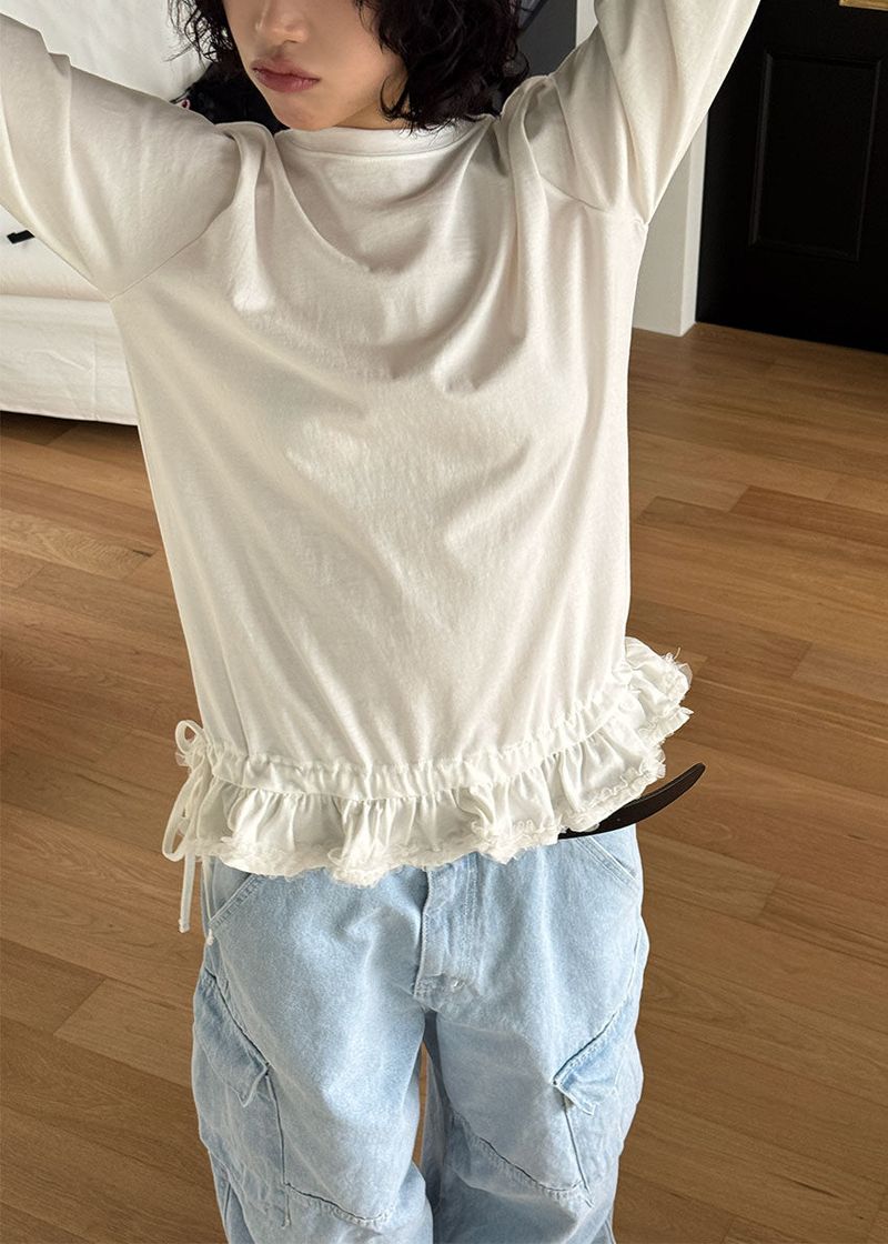 eon（イオエン）の「LACE FRILL LONG SLEEVE TEE（Tops）」