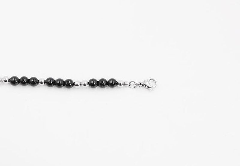No.0850 black, green gemstone necklace