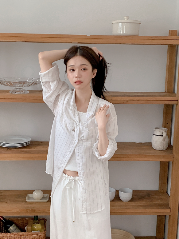 BZ Stripe Pocket Loose Fit Shirt (3color)