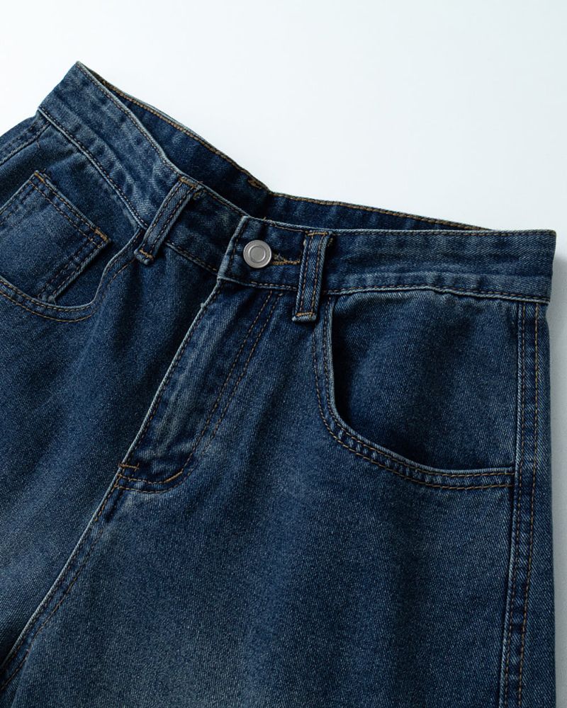 Kazen Washed Cargo Bermuda Denim Pants