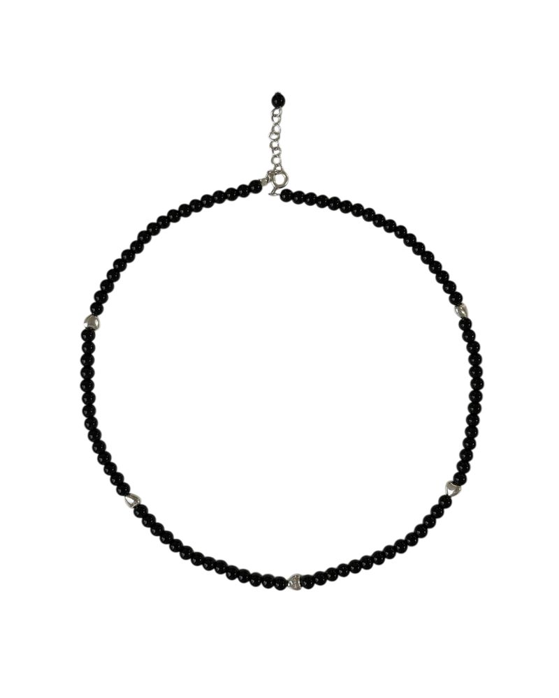 Noir heart choker necklace (silver)