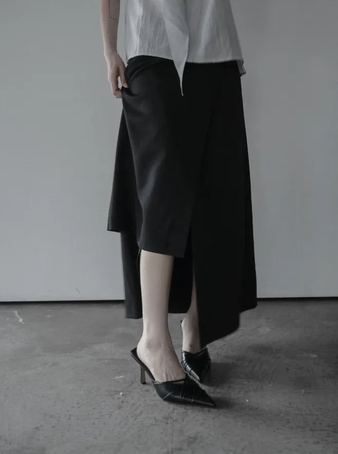 Siu Slit Layered Long Skirt
