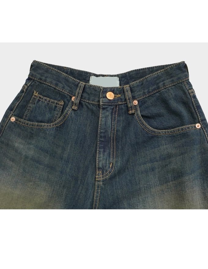 Retro washing denim pants
