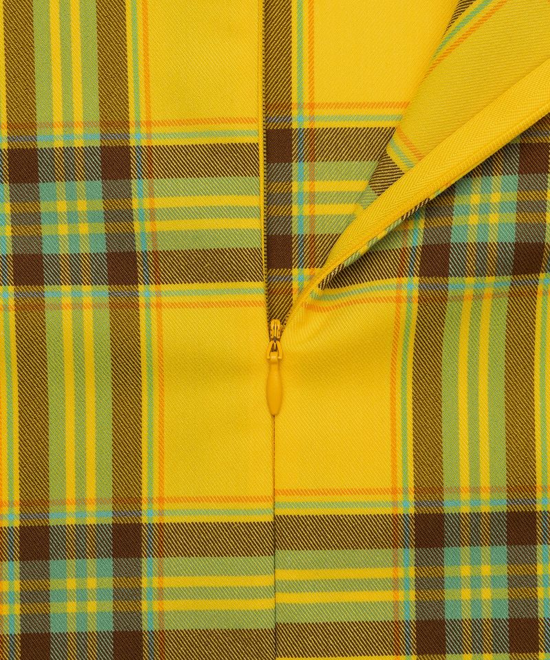 Twisted Check High-neck Top _ YELLOW