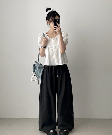 Bert Puff Sleeve Short Sleeve Blouse