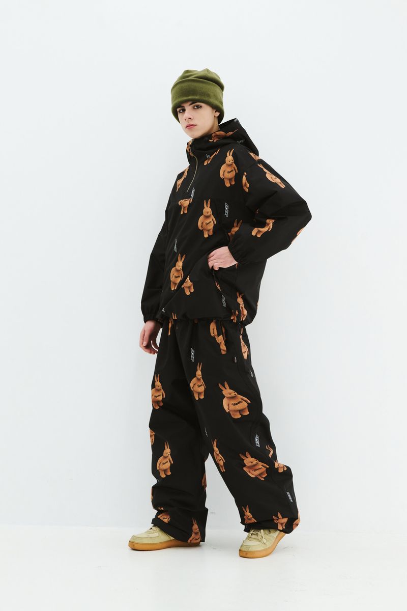 3D BEARRABBIT HOODED ANORAK JACKET BLACK