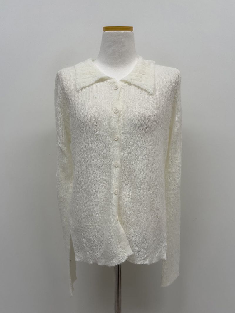 [Bustier set] Collar Wool See-through Knit