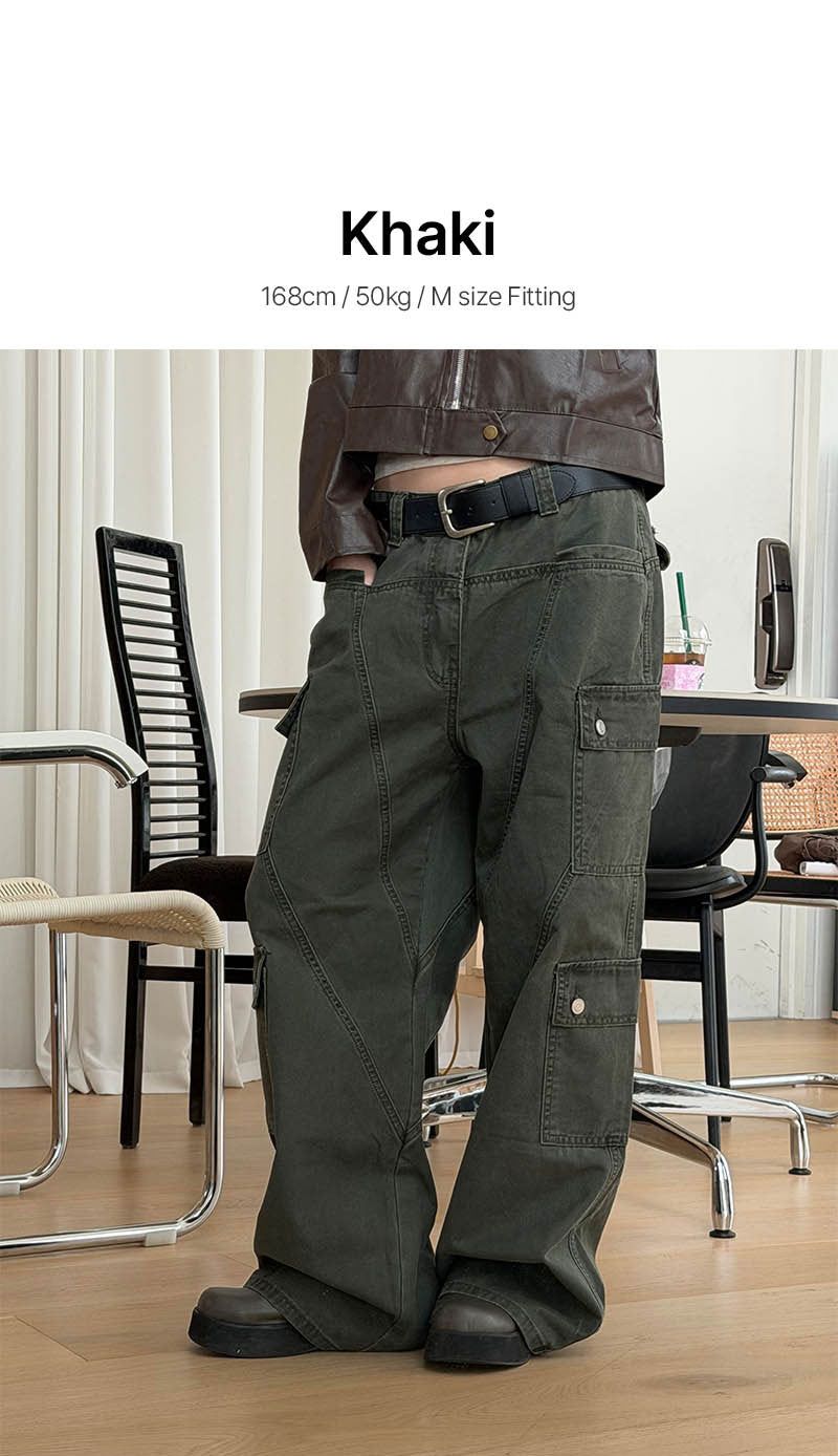 Wide flare cargo pants(2color)