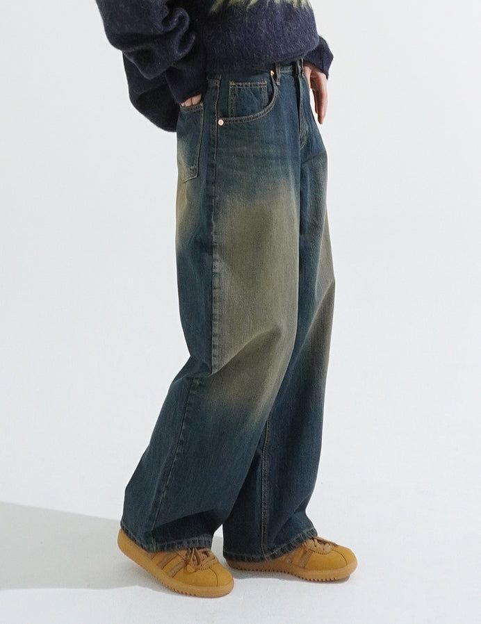 Retro washing denim pants