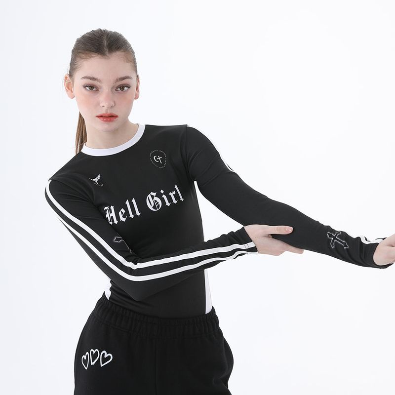 0 5 hell girl line top - BLACK