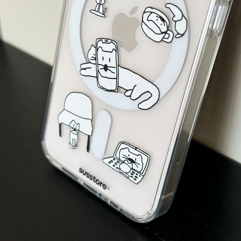 [MagSafe phone case] Distorted cat phone case