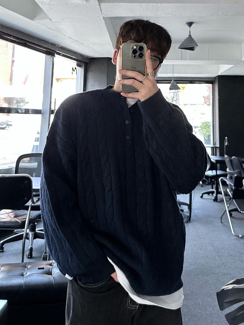 noi round button knit