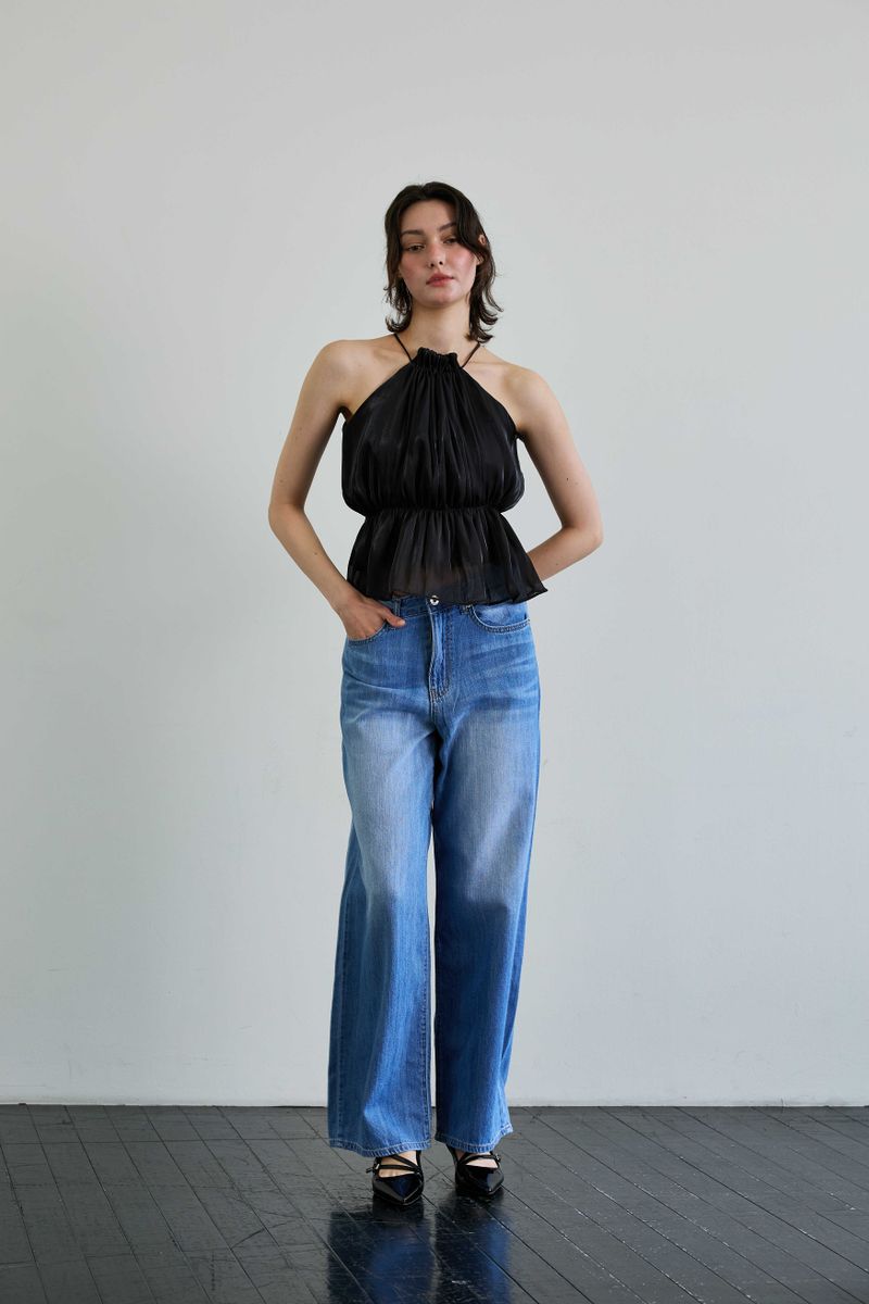 AZURE WIDE DENIM PANTS / BLUE