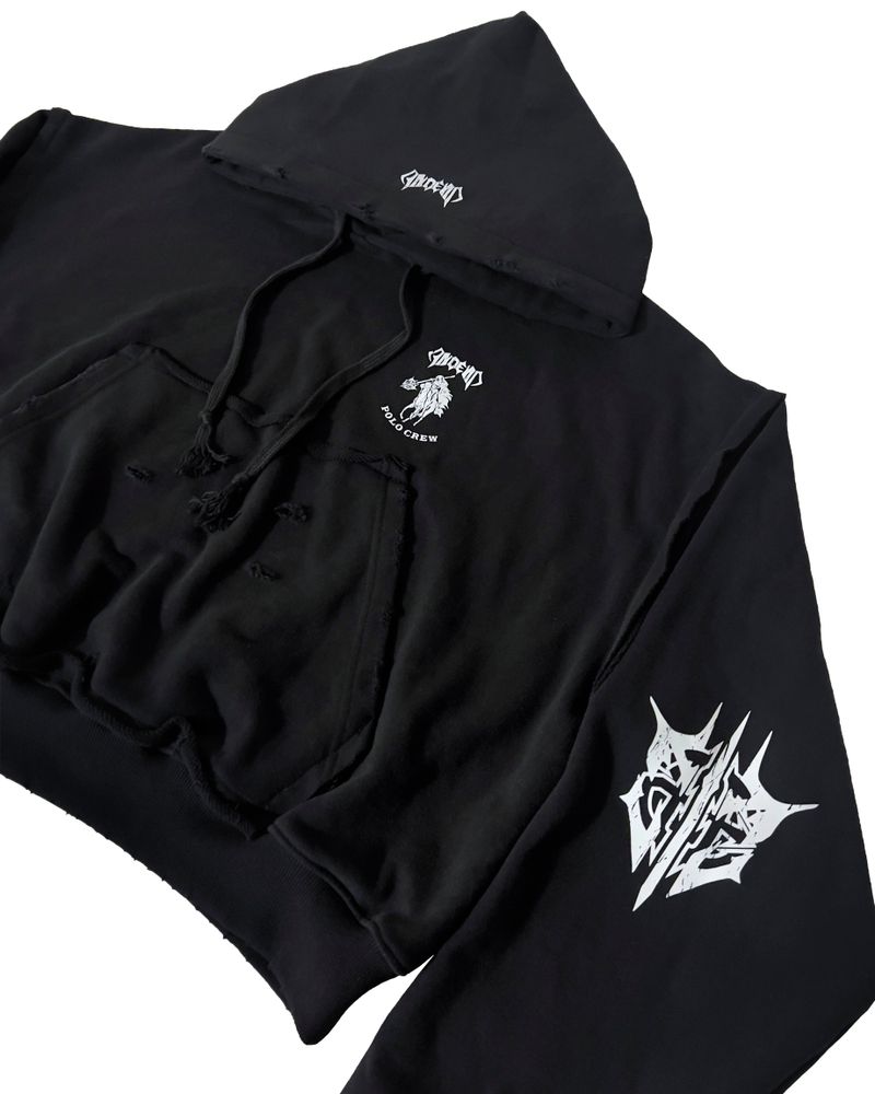 POLO CROP HOODIE_BLACK