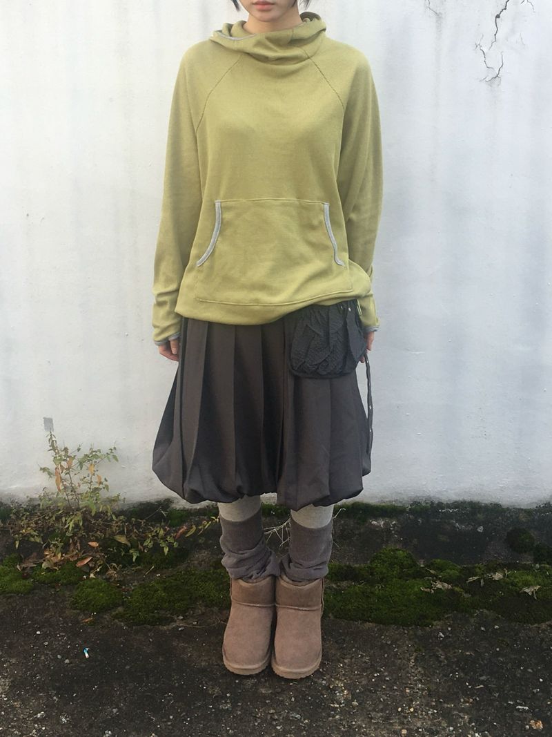 highneck loose waffle hood