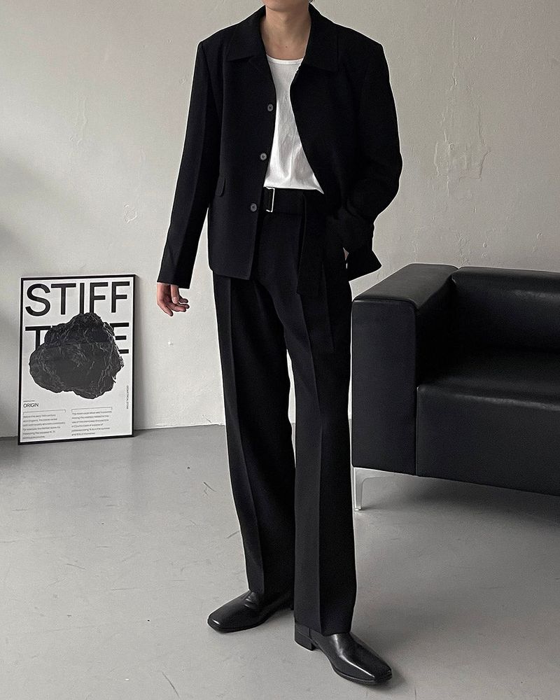 ECT Two-Tuck Belt Wide Slacks (2 colors)