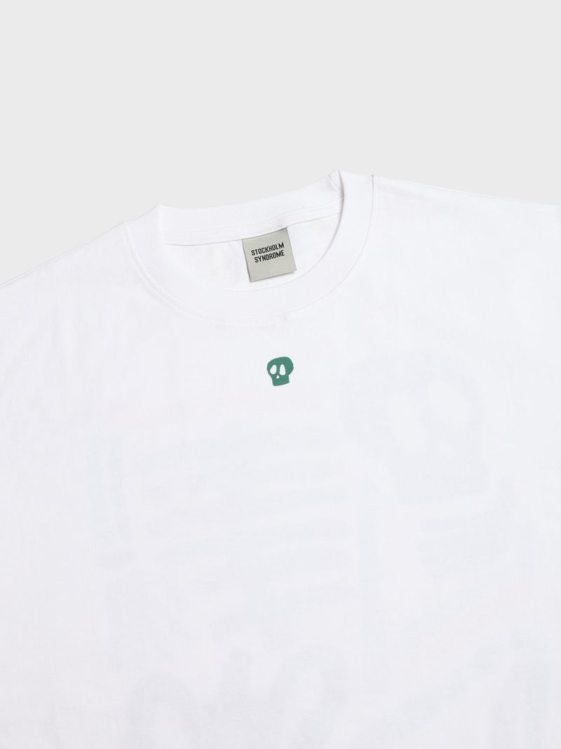 GREEN SKULL TEE - WHITE