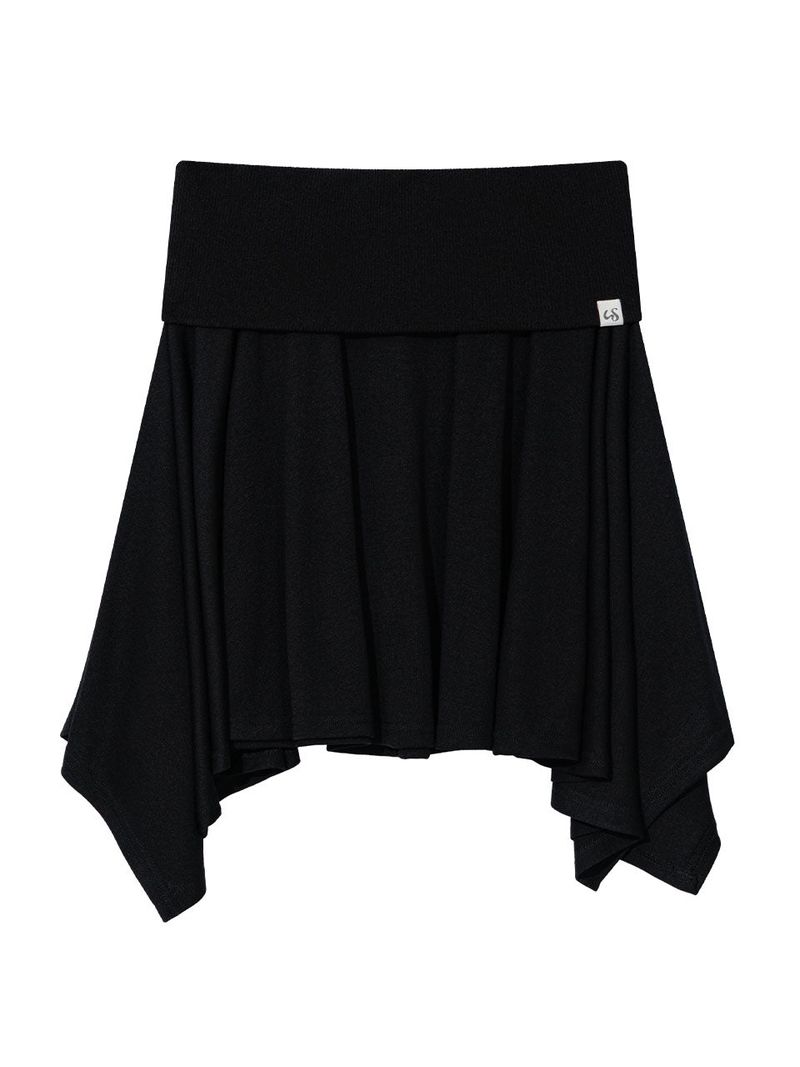 SOFT CONTRAST FLARE SKIRT(BLACK)