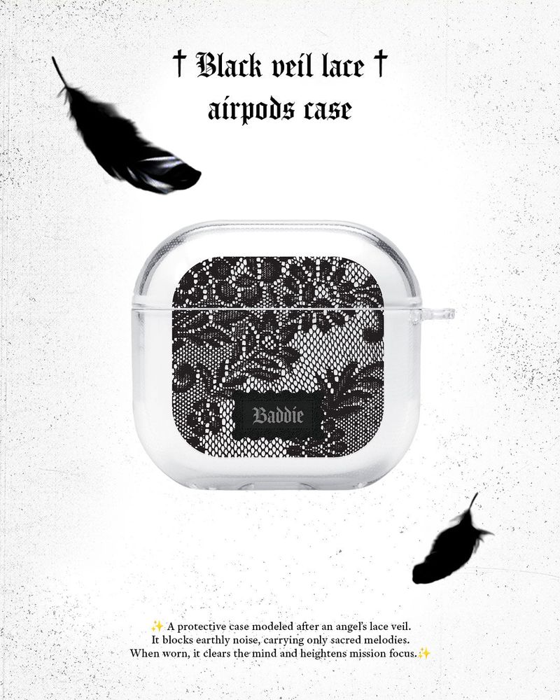 Black Veil Lace AirPods Case