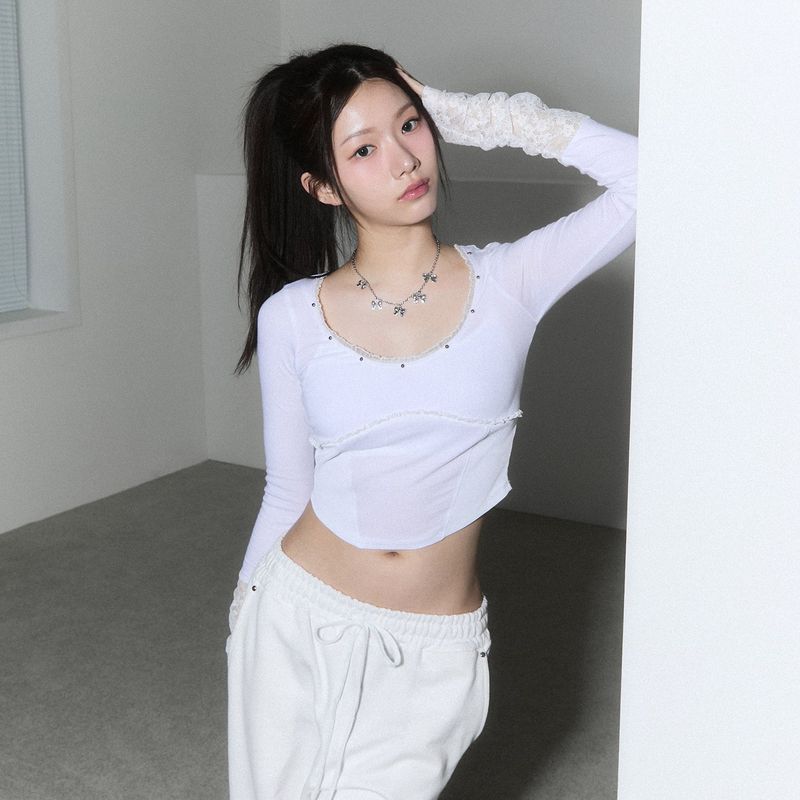 (2nd reorder) corset stud long sleeve - white