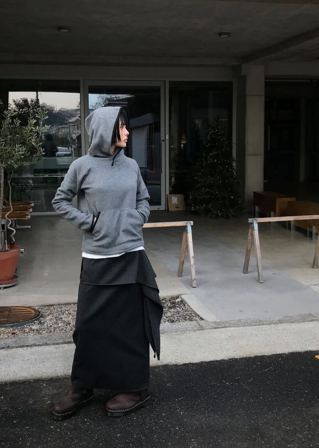 FLEECE FINGER-HOLE HOOD TOP