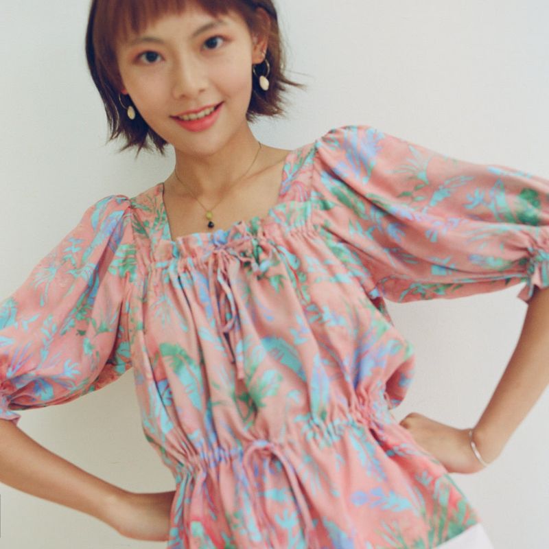 [Banana Leaves Blouse] Pale Pink