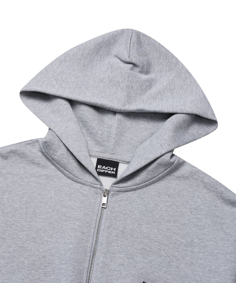 HAIF-ZIP HOODIE (CROP)_GRAY