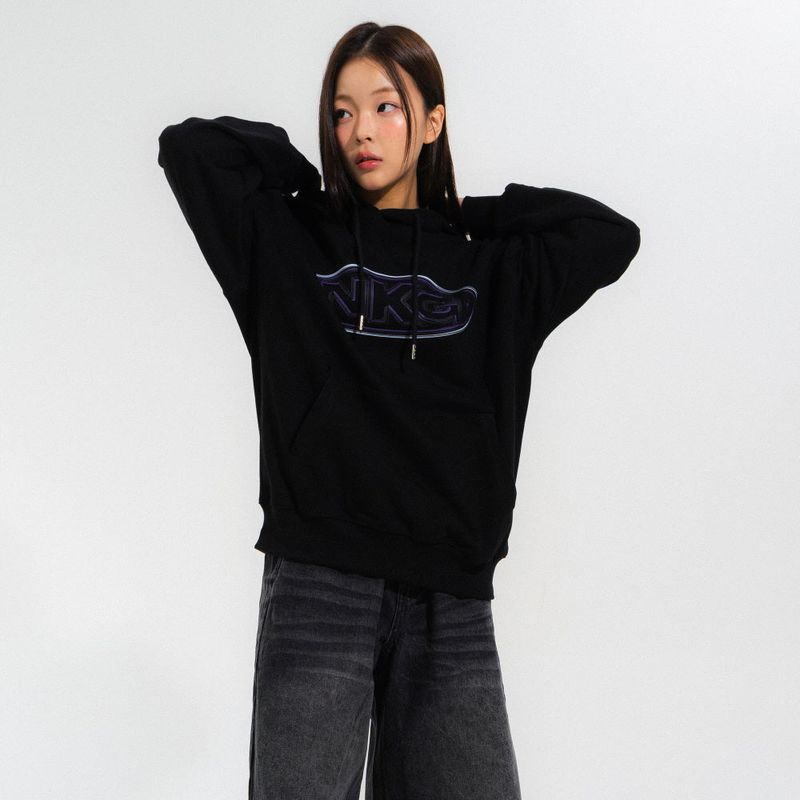 CHROME OVAL LOGO HOOD TEE-BLACK