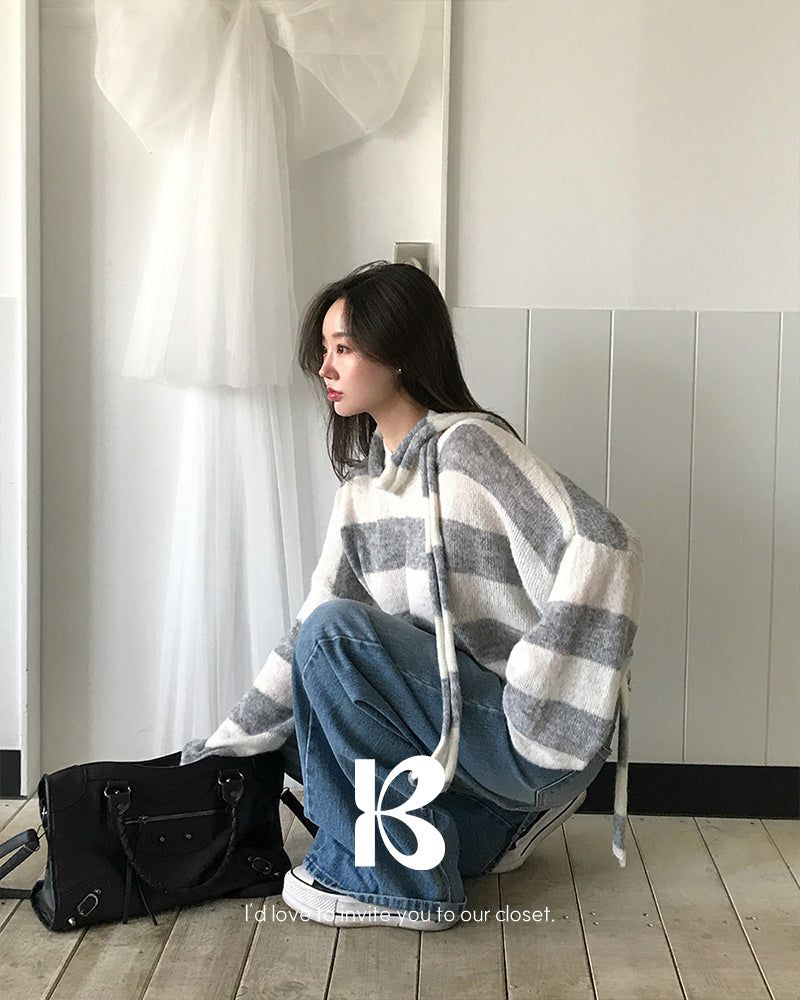 [ORIGINAL] LACKUN Striped Muffler Knit Set