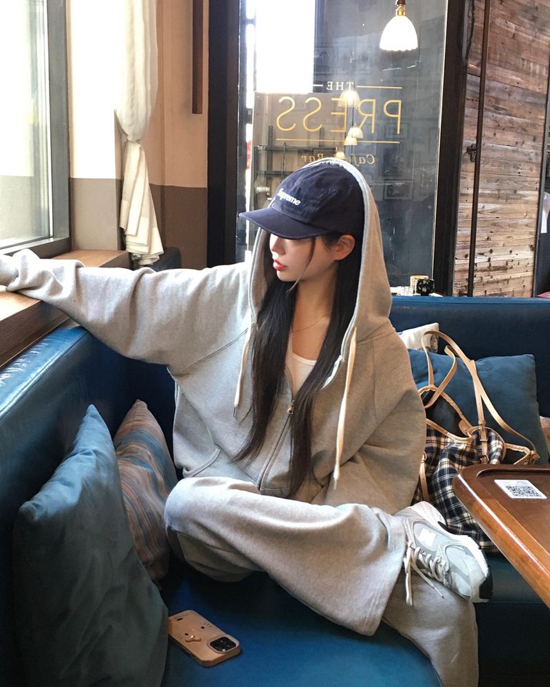 [Bellied made] Movening Color Blocking Two-Way Hooded Zip-up