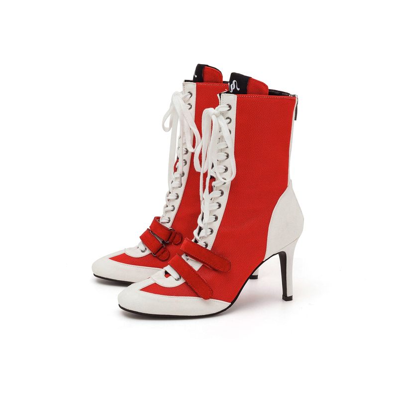 Boxing Velcro Lace-Up Heel(Red)