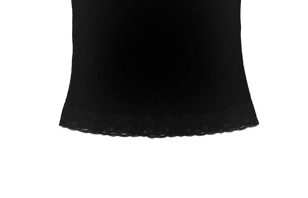 Chican Lace Frill Ribbed Slim Sleeveless