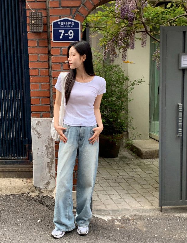 SHOPPERLAND(ショッパーランド)の「Light Blue Washing Wide Denim Pants(Pants)」