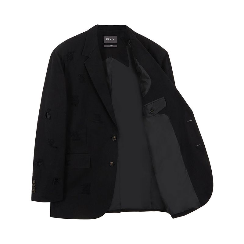[ULKIN] Destroyed Overfit Single Jacket_Black