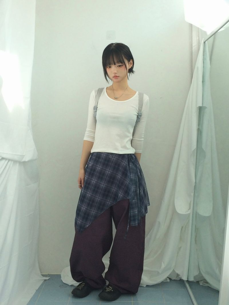 Semi-balloon pocket cotton pants