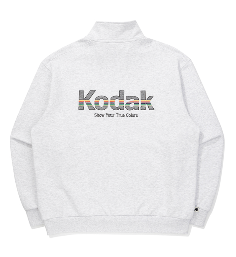 Rainbow Half Zip-Up Sweatshirt【WHITE MELANGE】