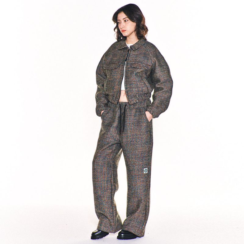AVRIL TWEED WIDE LONG PANTS (BLUE)