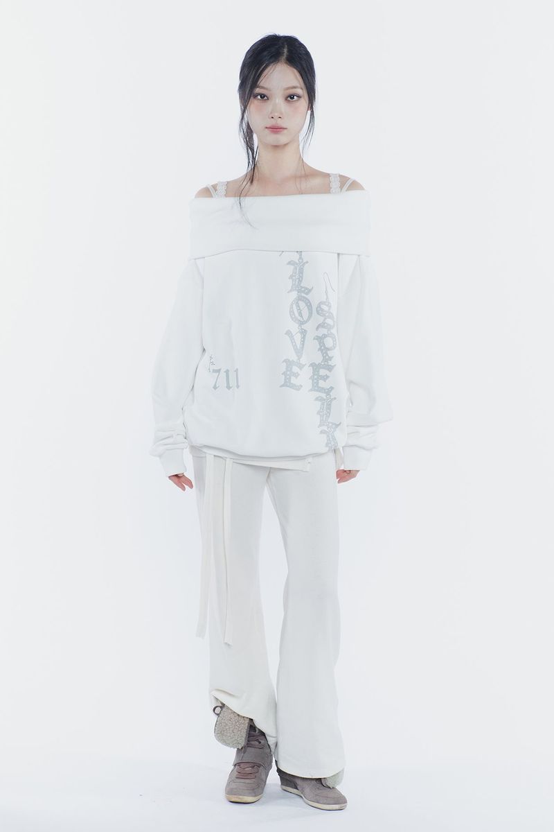 SPELL OFF-SHOULDER SWEATSHIRT white