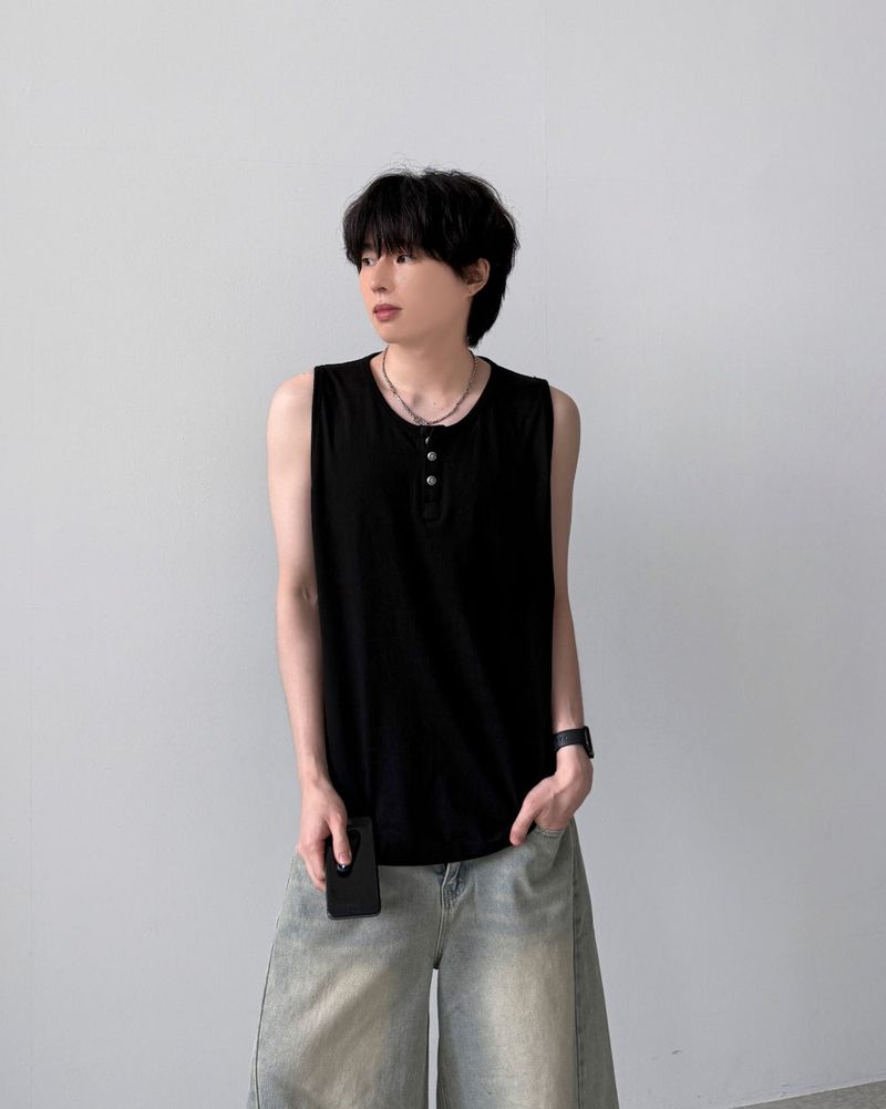 Luden Henley-Neck Sleeveless