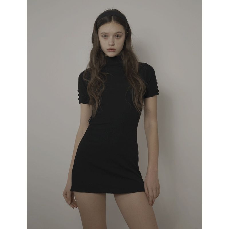 EVE HALF NECK DRESS-BLACK