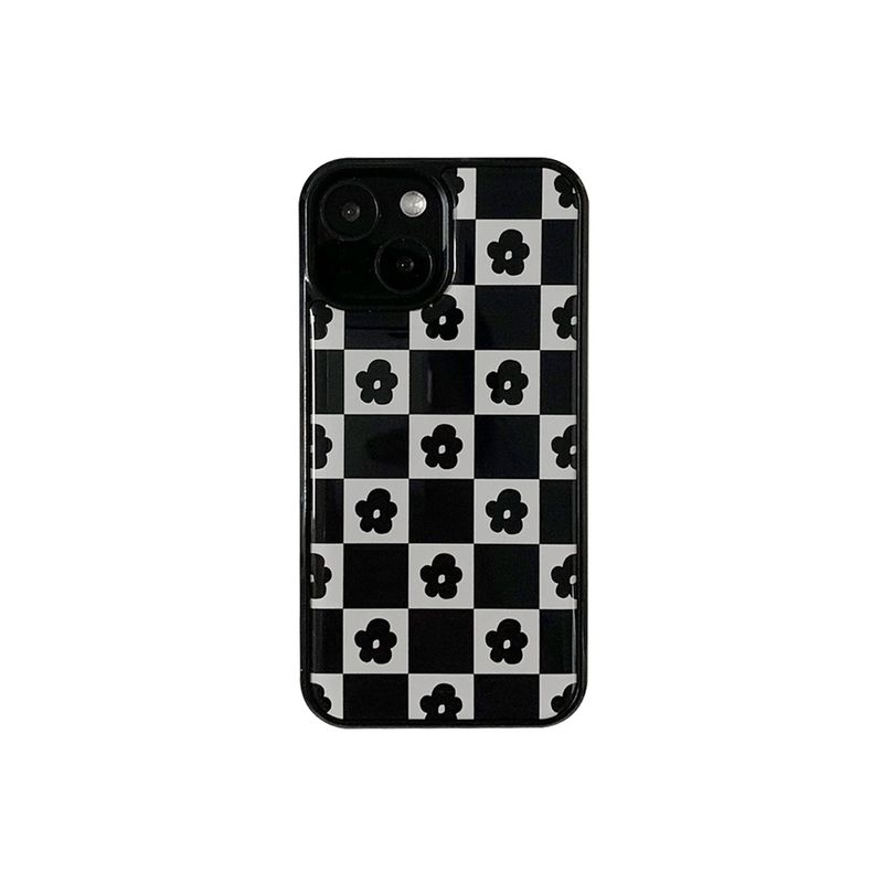 Flower check pattern epoxy bumper case (black)