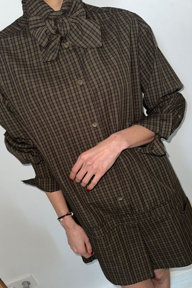 LOW LINE CHECK JUMPSUIT_BROWN