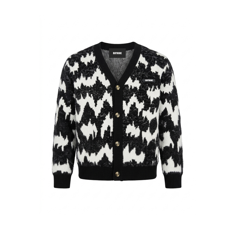 ROYNINE（ロイナイン）の「 Black & Ivory Pattern Cardigan（Tops）」