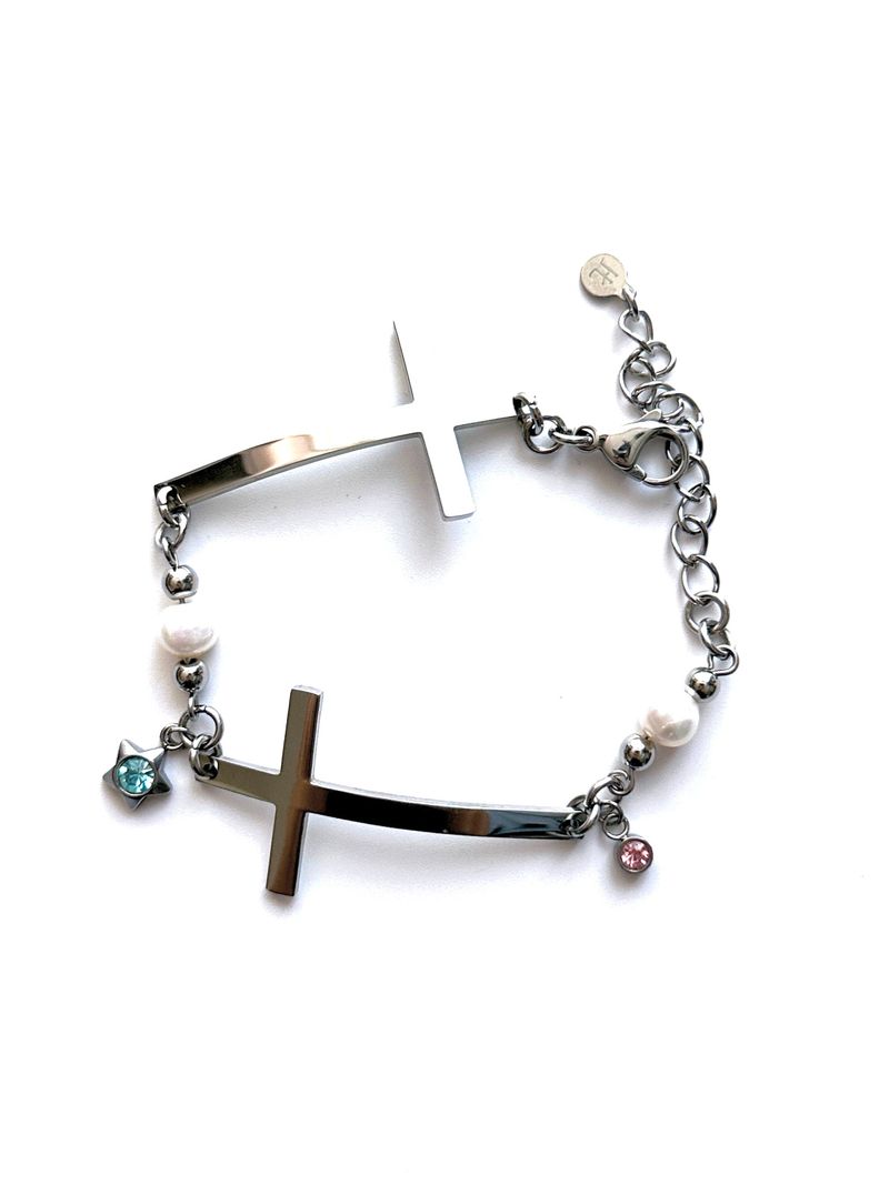 win Cross Charm Bracelet