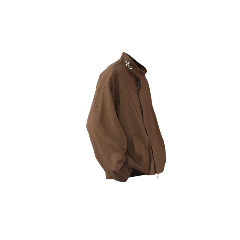 RELABEL('LABEL) Acetic acid wool flower bud three-dimensional segmented pleated loose casual stand collar jacket