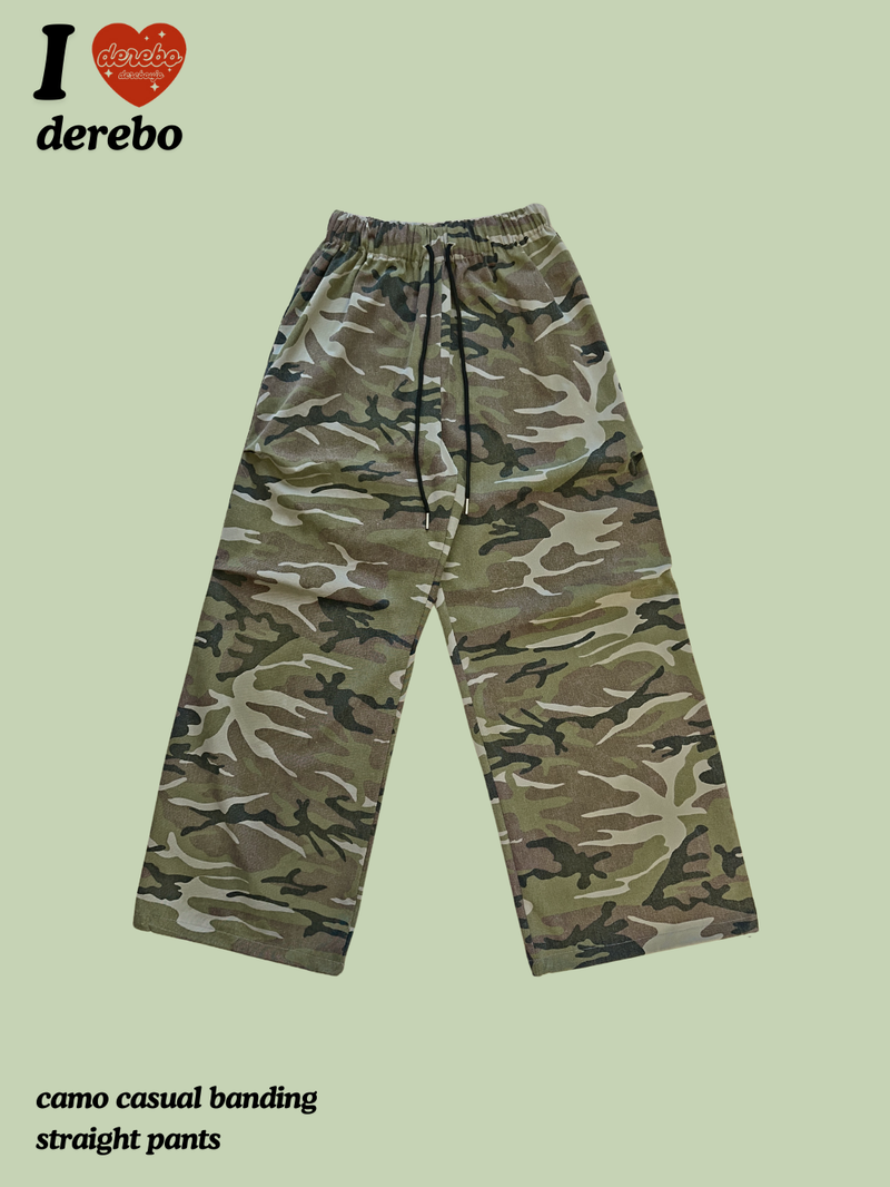 camo casual banding straight pants